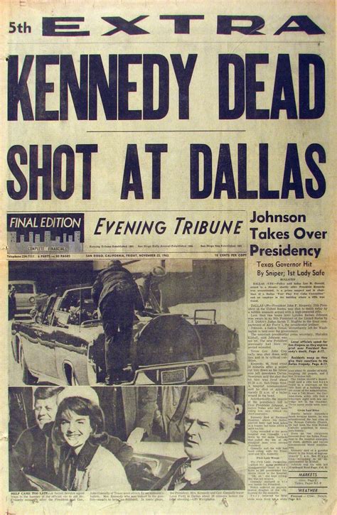 November 22 1963 President Kennedy Killed At Dallas The San Diego