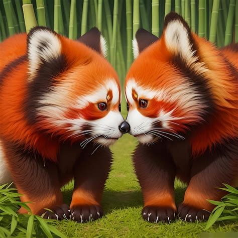 Premium Ai Image A Pair Of Cute Charming Red Pandas Generative Ai