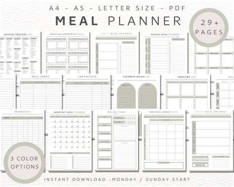 Printable Meal Planner Weekly Meal Planning Meal Plan Etsy