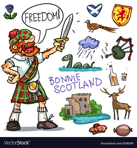 Bonnie Scotland Cartoon Clipart Collection Vector Image