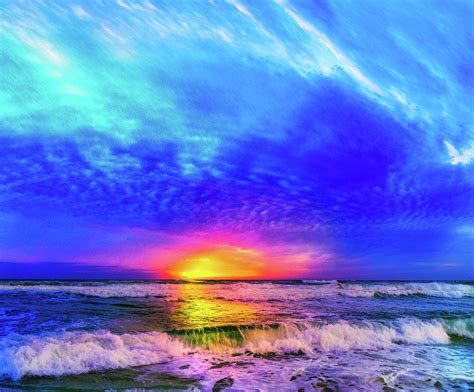 Beautiful Dark Blue Turquoise Ocean Sunset Photograph By Eszra Tanner