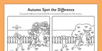 Spot The Difference Autumn Colouring Worksheet Roi