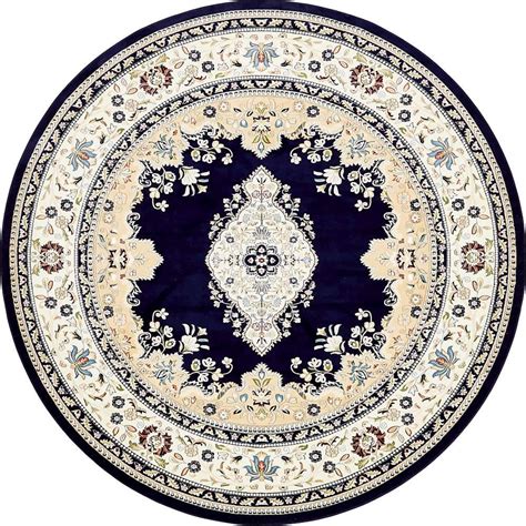 Unique Loom Narenj Navy Blue 10 X 10 Round Rug 3136929 The Home Depot