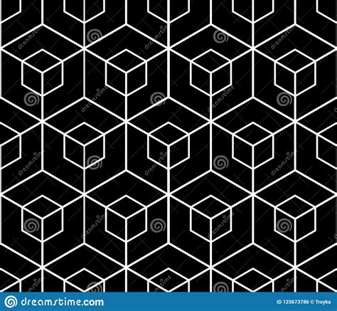 Seamless Black Geometric Pattern 3d Illusion Stock Vector