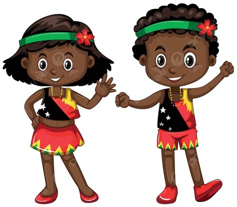 Chico Y Chica De Papua Nueva Guinea Clip Art Nacionalidad Chica Vector