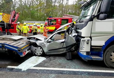 Drivers Miracle Escape From Crash After His Car Was Crushed By Three
