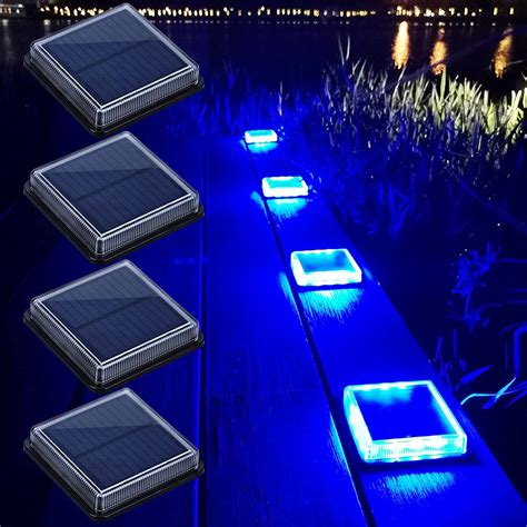 Lacasa Blue Solar Deck Lights 4 Pack Dusk To Dawn Large Battery Step