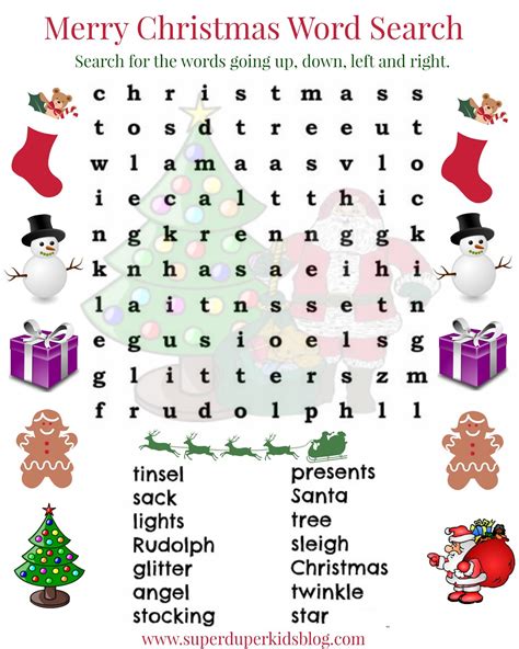 Word Search Puzzles For Christmas Printable
