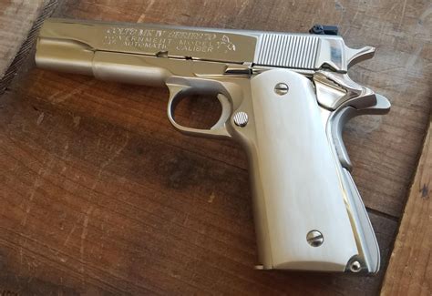 1978 Colt Mkiv Series 70 45 1911 Nickel W Ivory Grips Guns