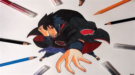 Speed Drawing Sasuke Uchiha In Akatsuki Taka Attire Naruto