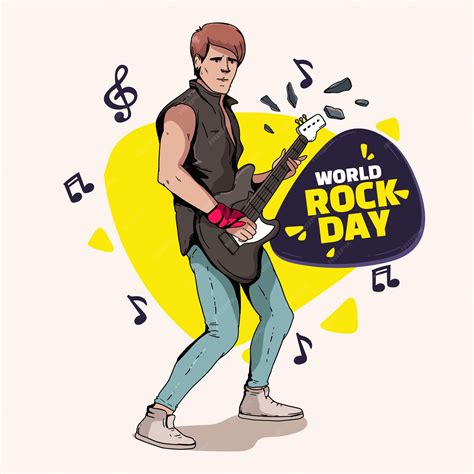 Premium Vector Hand Drawn World Rock Day Illustration With Male Musician