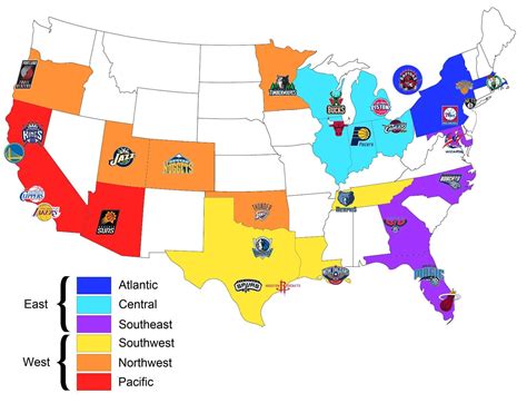 Heres A Map I Made Of All Nba Teams Organised By Conference And