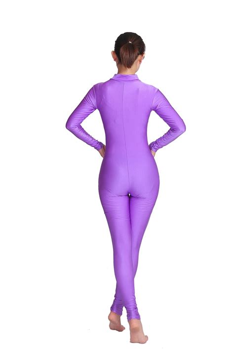 Stage Wear Adult Lycra Spandex Unitard Bodysuit Full Body Long Sleeve Women Dancewear One Piece
