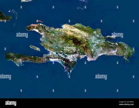 Hispaniola Satellite Image Of The Island Of Hispaniola In The