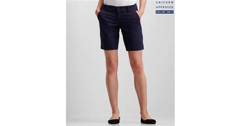 aéropostale curvy solid bermuda uniform shorts in blue lyst