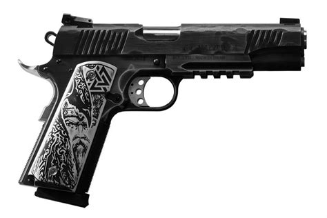 Magnum Research 1911 45 Acp Custom Engraved Viking With Hammer Finished