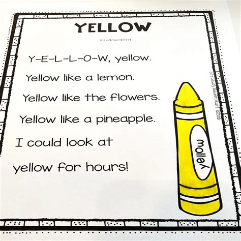 The Best Color Poems For Kids Little Learning Corner