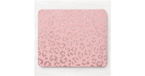 Modern Faux Rose Gold Glitter Leopard Ombre Pink Mouse Pad Zazzle