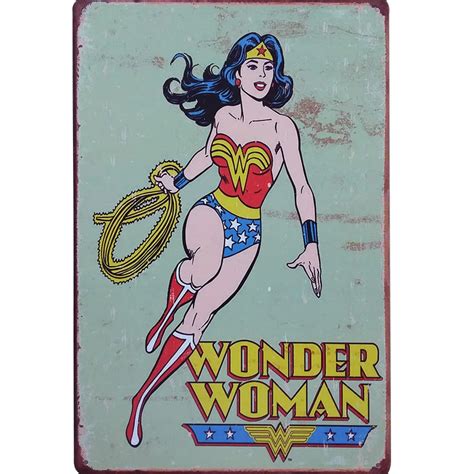 wonder woman retro movie star metal decor plaque tin vintage cartoon sign animation cinema film