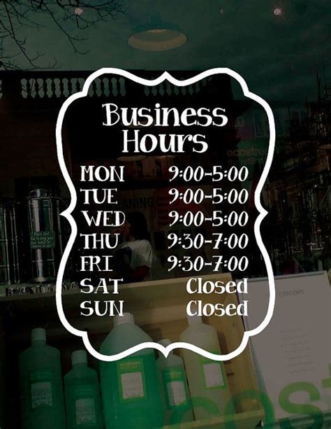 Free Shipping Customized Business Hours Window Decal Custom Size And