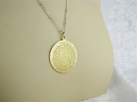 Gold Coin Circle Layering Pendant Necklace Sterling Silver Etsy