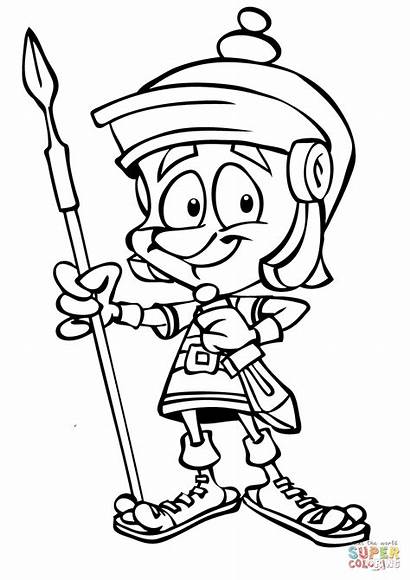 Roman Soldier Coloring Pages Cartoon Drawing Soldiers