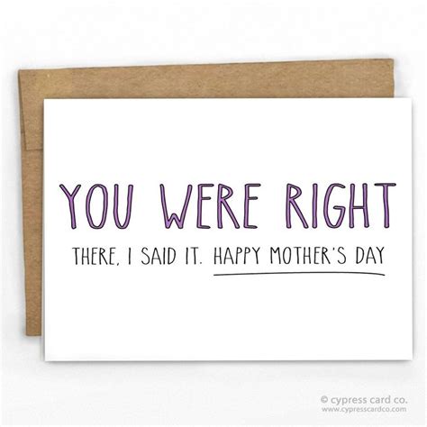 Moms Right Mothers Day Card Mom Cards Mothers Day Cards Funny Mothers Day