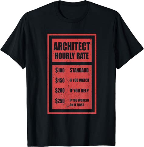 Architect Hourly Rate T Shirt Architect Tee T Shirt