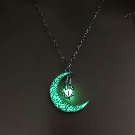 Glow In The Dark Necklace Silver Moon Necklace Glowing Etsy Australia