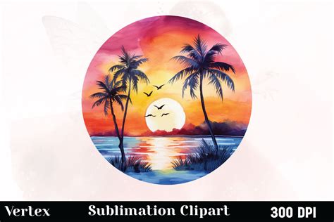 Watercolor Tropical Sunsets Illustration Graphic By Vertex Creative