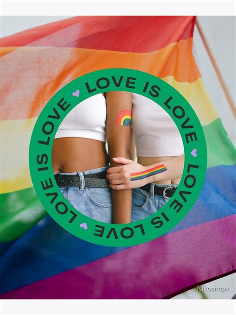 love is love gay pride month lgbt pansexual rainbow flag poster for
