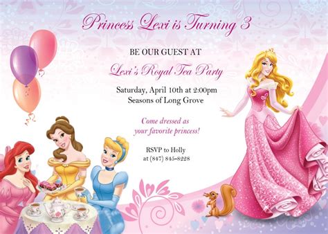 Printable Princess Tea Party Birthday Invite With Sleeping Beauty