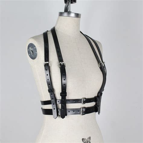 Double Layer Shoulder Straps Leather Belts For Women Waist Harness Punk