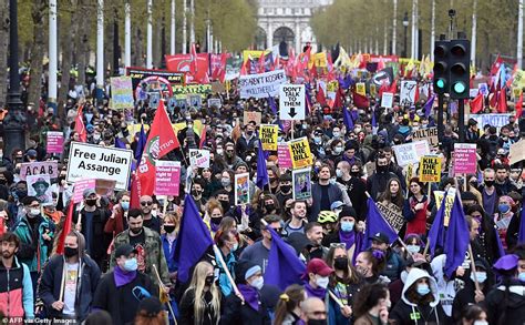 thousands of kill the bill activists march through london as officers arrest seven people