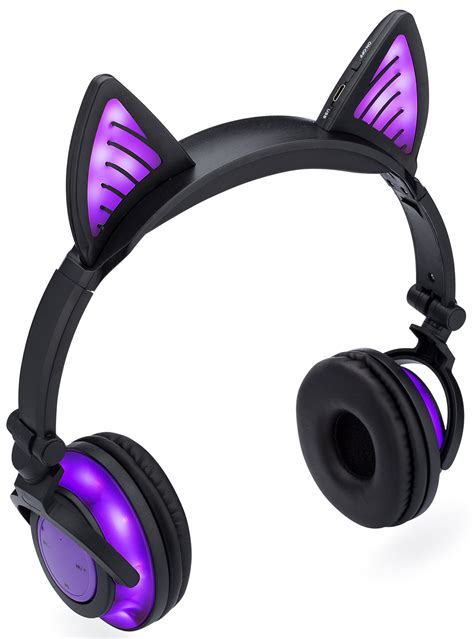 Soundbeast Bluetooth Cat Ear Headphones With Glowing Purple Lights