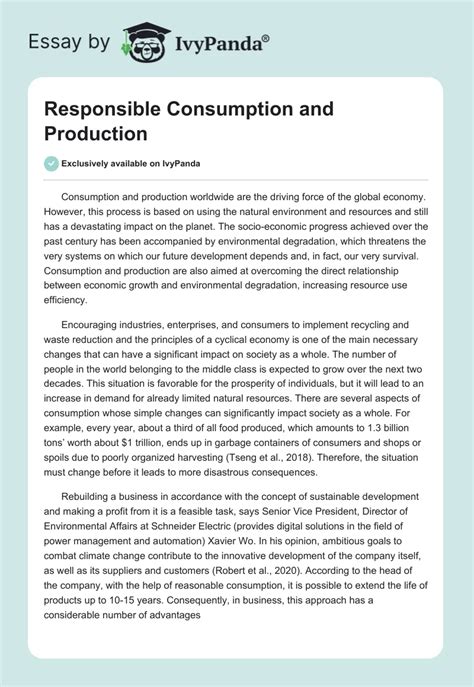 Responsible Consumption And Production 508 Words Essay Example