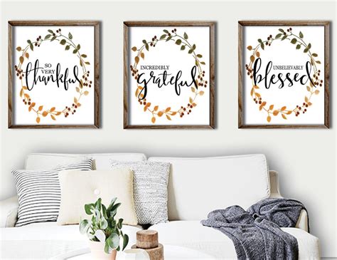 Thankful Grateful Blessed Printable Wall Art Instant Etsy Grateful