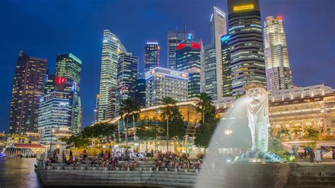 Fonds Décran Singapour Marina Bay Fontaine Gratte Ciels Nuit