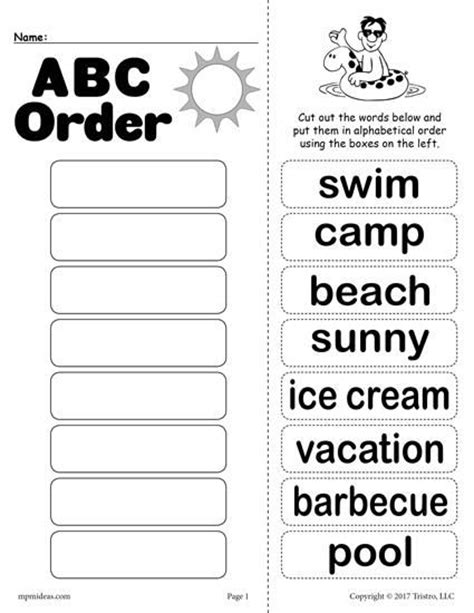 When we talk concerning abc worksheets for kindergarten, scroll down to see particular variation of pictures to add more info. Summer Alphabetical Order Worksheet! | Abc order worksheet ...