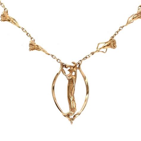 Salvador Dalis Limited Edition 18k 750 Gold Figurine Necklace Signed