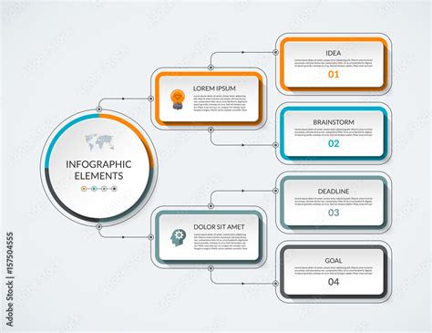 Infographic Flow Chart With 4 Options Modern Minimalistic Vector