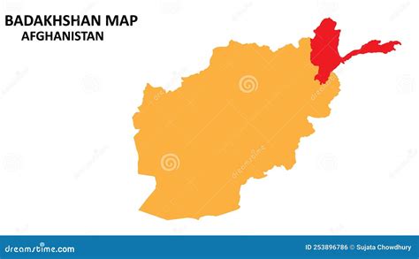 Badakhshan State And Regions Map Highlighted On Afghanistan Map Stock
