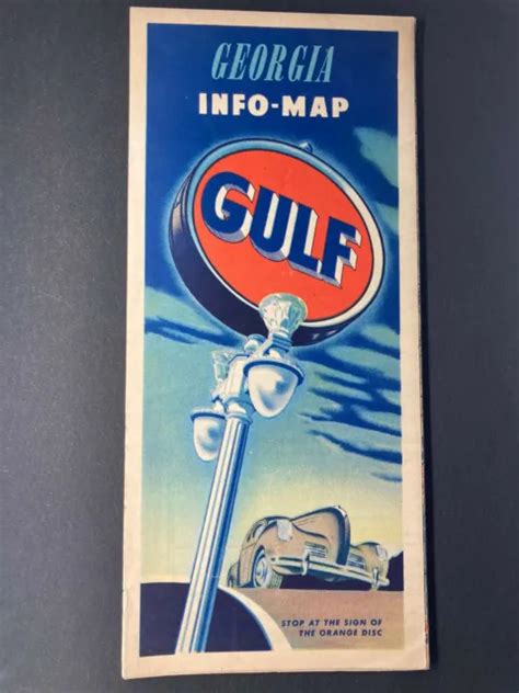 Vintage Gulf Oil Info Map Of Georgia 999 Picclick