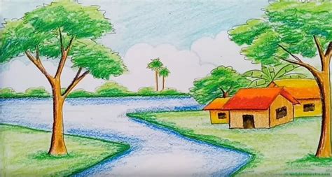Cómo pintar un paisaje Paisajes dibujos Web del maestro Drawing scenery Colorful