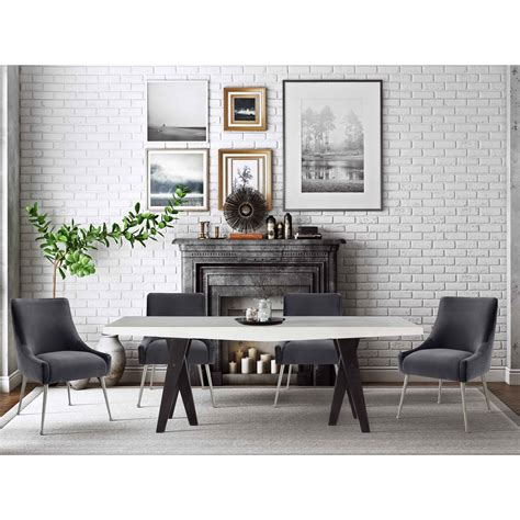 Find a wide selection of furniture and home decor options that will key details solid wood frame in dark mineral (silver twill), pebble (frost gray the modern evie dining chair adds a graceful presence to your dining room with curved lines that elegantly flow. Beatrix Grey Velvet Side Chair - Silver Legs, TOV ...