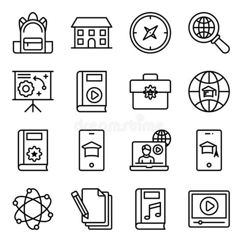 Pack Of ELearning Flat Icons Stock Vector Illustration Of Academic Brain