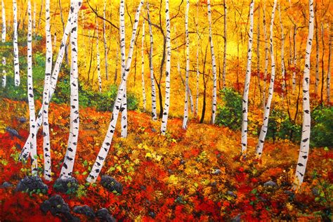 A Painting For You Graceful Birch Trees In Autumn Original Art By