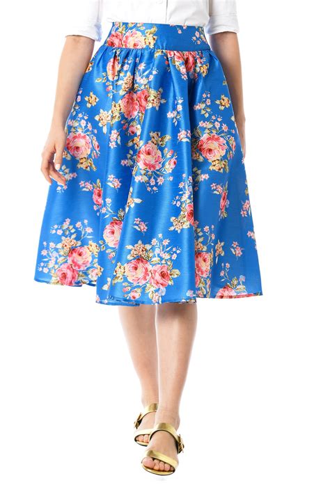 Shop Floral Print Dupioni Full Skirt Eshakti