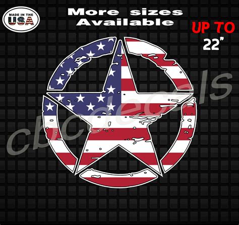 Distressed American Flag Star Decal Stickers Made For “jeep Wrangler