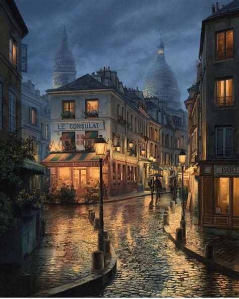 Rainy Nights In Paris In 2020 Beautiful Paris City Painting Fantasy